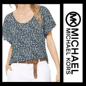 MICHAEL KORS | Small Floral Ruffle Cap Sleeves EUC